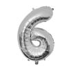 Folie Ballon Zilver cijfer 6