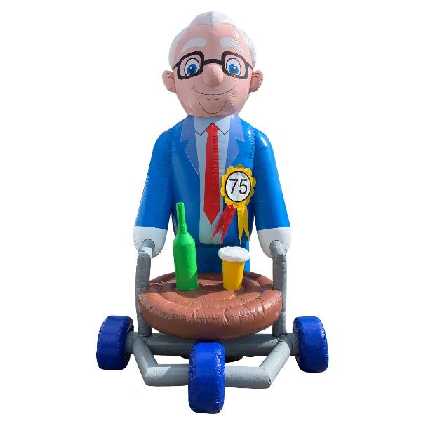 Feestpop man rollator 4 meter 75 jaar