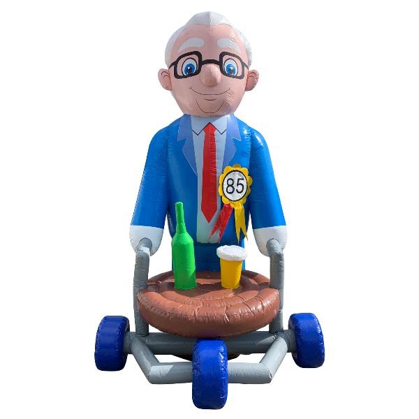 Feestpop man rollator 4 meter 85 jaar