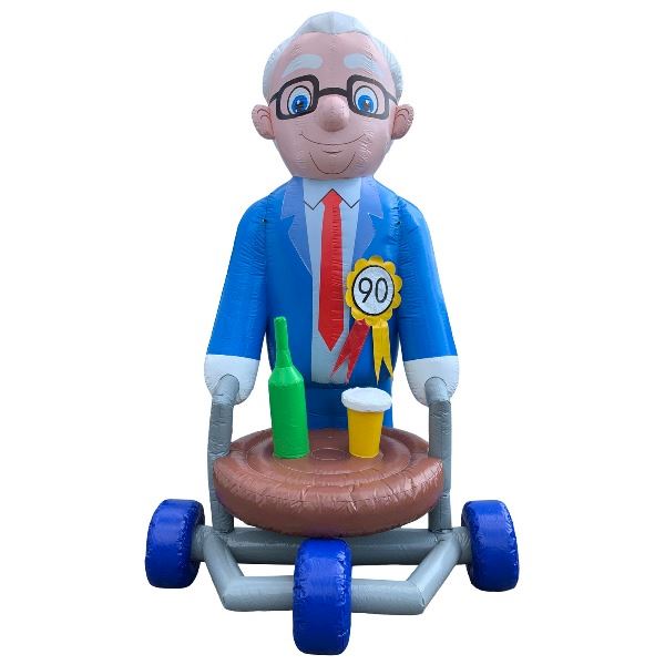 Feestpop man rollator 4 meter 90 jaar