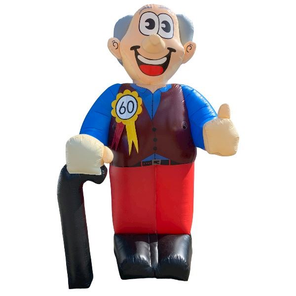 Feestpop man wandelstok 4 meter 60 jaar