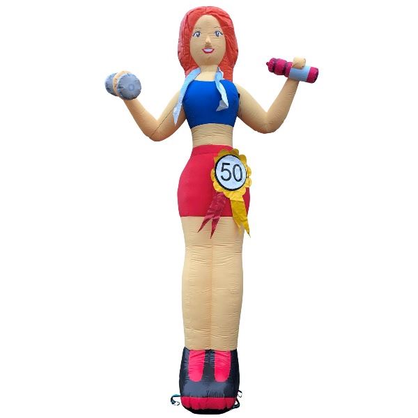 Feestpop sportende Sarah 50 jaar 4 meter