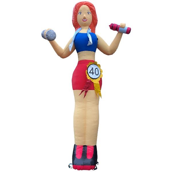 Feestpop sportende vrouw 40 jaar 4 meter