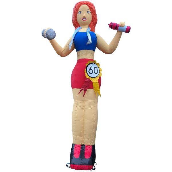 Feestpop sportende vrouw 60 jaar 4 meter