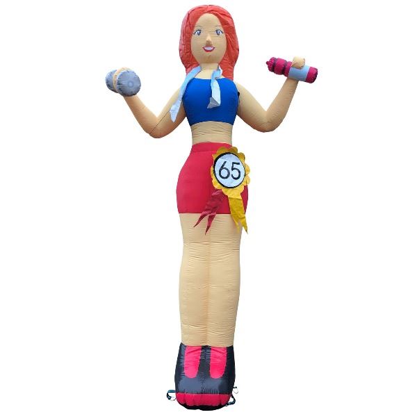 Feestpop sportende vrouw 65 jaar 4 meter