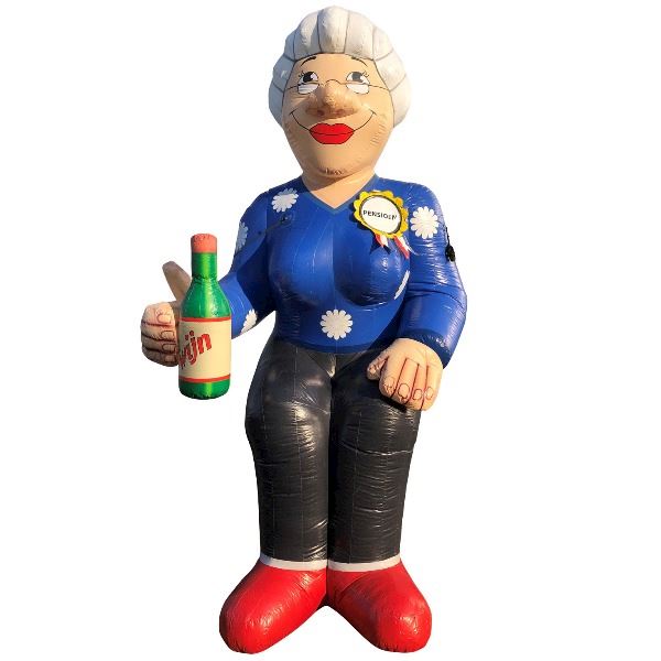 Feestpop vrouw op vat wijn pensioen 4 meter