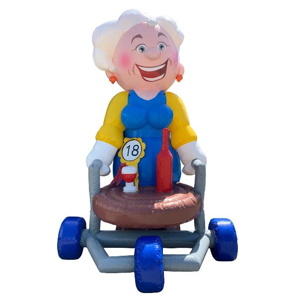 Feestpop vrouw rollator 4 meter 18 jaar
