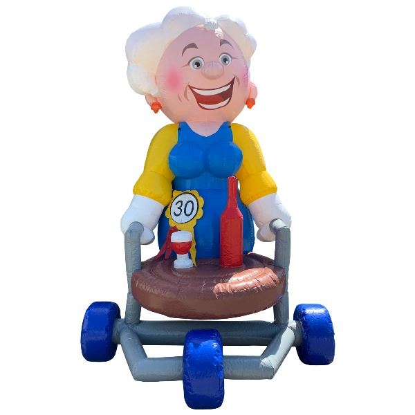 Feestpop vrouw rollator 4 meter 30 jaar