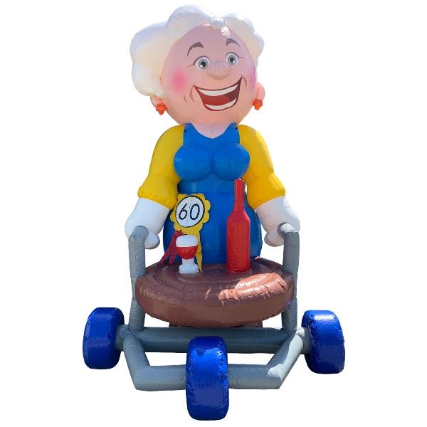 Feestpop vrouw rollator 4 meter 60 jaar