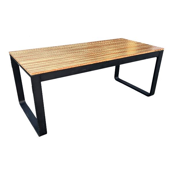 Flow dinertafel zwart frame met bamboe blad 180x80x74