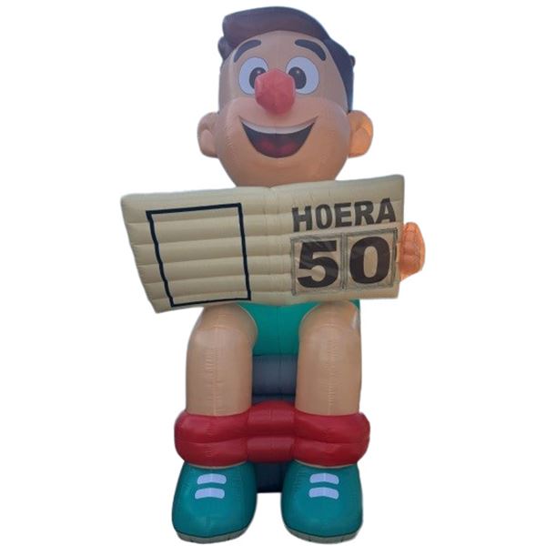 Feestpop man op wc 50 jaar 4 meter Feestpop man op wc 50 jaar 4 meter