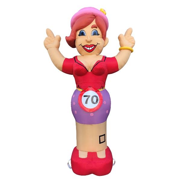 Feestpop juichende vrouw 70 jaar 4 meter