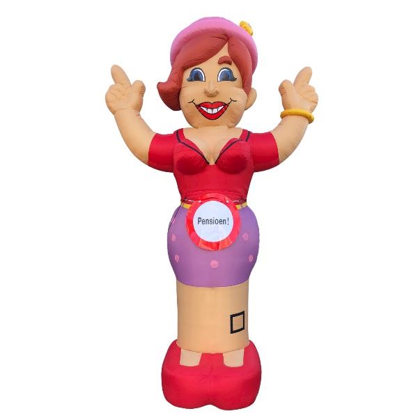 Feestpop juichende vrouw pensioen 4 meter