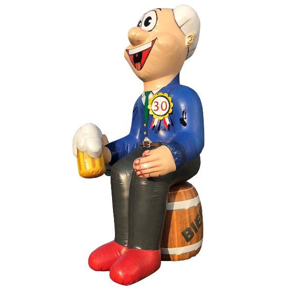Feestpop man op vat bier 30 jaar 4 meter