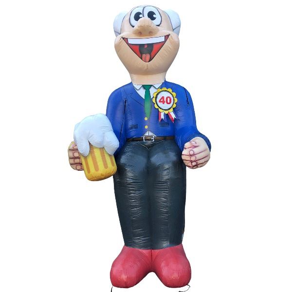 Feestpop man op vat bier 40 jaar 4 meter