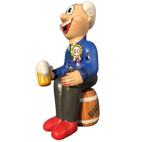 Feestpop man op vat bier 80 jaar 4 meter
