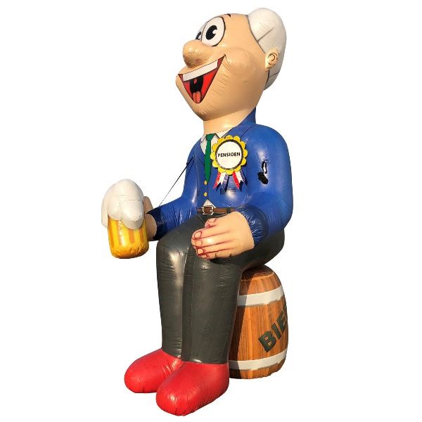 Feestpop man op vat bier pensioen 4 meter