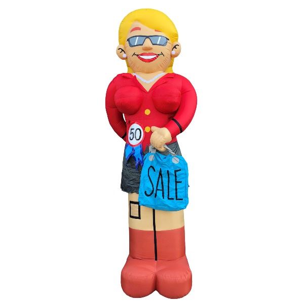 Feestpop shoppende sarah 50 jaar 3,5 meter