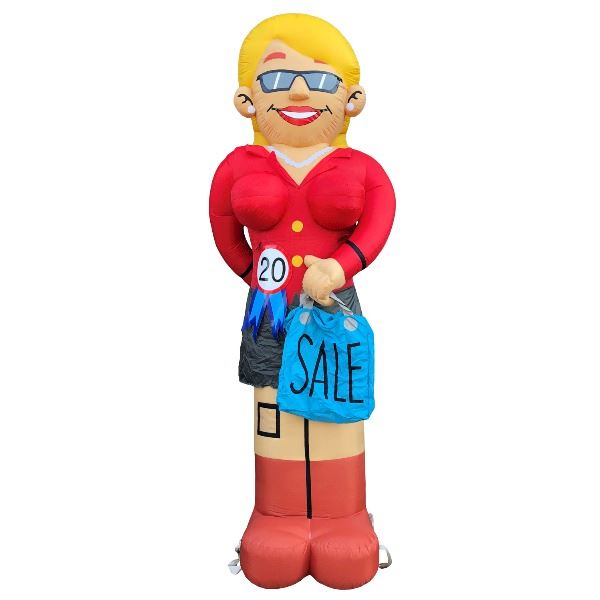 Feestpop shoppende vrouw 20 jaar 3,5 meter