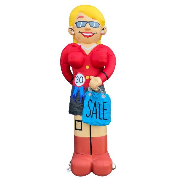 Feestpop shoppende vrouw 30 jaar 3,5 meter